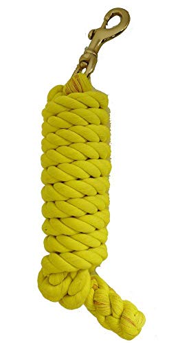 AJ Tack Wholesale Horse Lead Rope Premium Cotton 10 Feet Brass Bolt Snap Yellow
