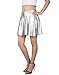 HDE Women's Shiny Liquid Metallic Wet Look Flared Pleated Skater Skirt Silver - M