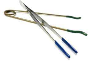 Set of 2 Steam Tweezers Ultrasonic Set Rubber Tips 8" Long and Inside Ring Holder for Steam and Ultrasonic Cleaning Jewelry Tool Tips Coating for Securely Holding to Not Mar Scratch the Article By JTS