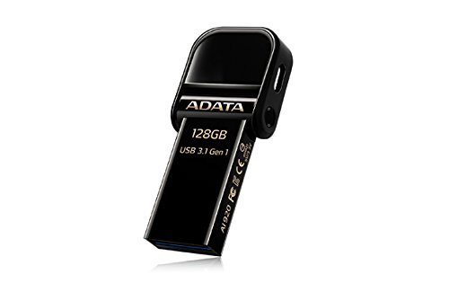 ADATA i-Memory AI920 128GB Flash Drive APPLE MFi-Certified Lightning + USB 3.1 Jet Black (AAI920-128G-CBK)