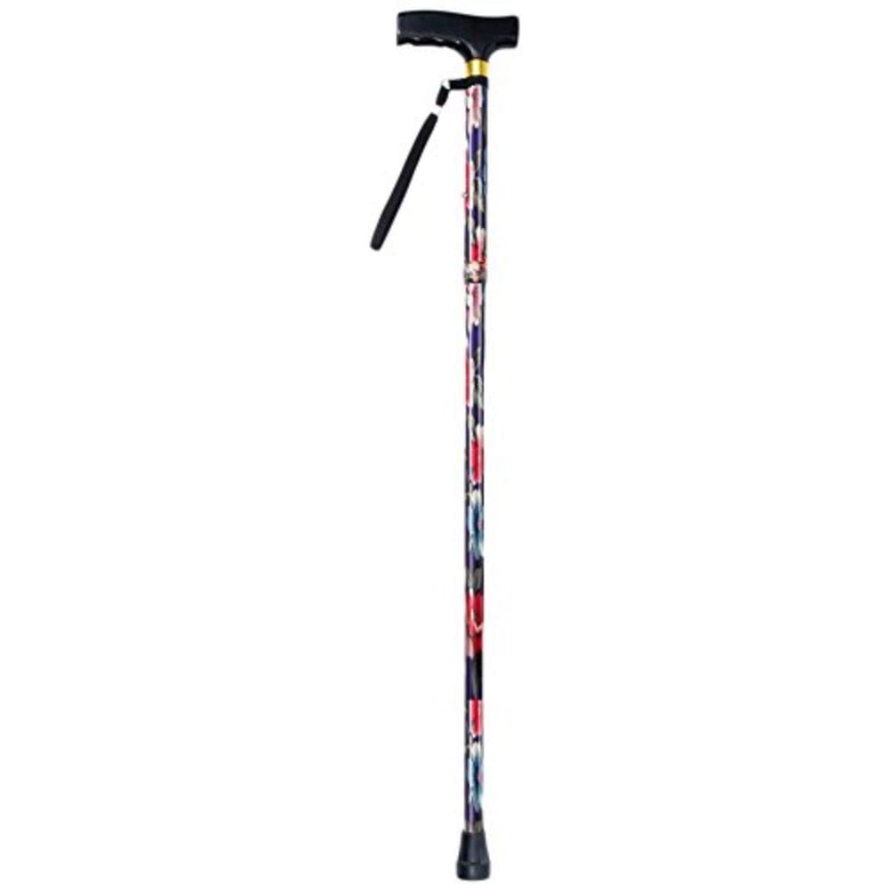 NRS Healthcare Folding Walking Stick, Blue Floral