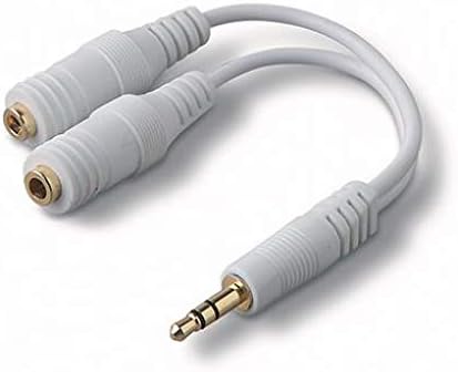 3.5mm Headset Splitter Earphone Speaker Audio Y Adapter 2-Port White for Microsoft Surface Pro - Microsoft Surface Pro 2 - Microsoft Surface Pro 3