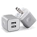USB Charger, WITPRO 2-Pack 2.1A Dual USB Wall Charging Block Plug Power Adapter Compatible with Phone Xs/XR/X/8/7/6S Plus/5S/4S, Samsung, LG, Moto, Android More (Grey) primary