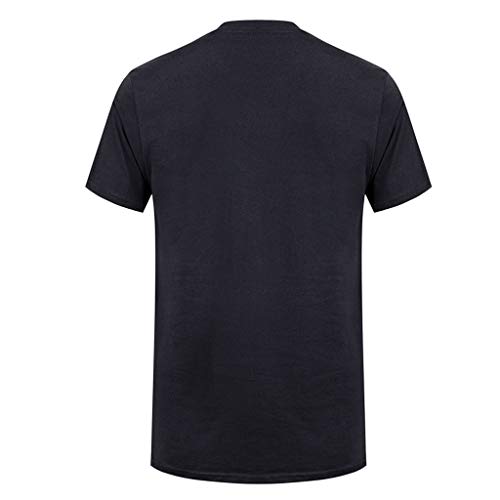 Simayixx Tops for Men Men's Summer Casual Slim Fit Single Short Sleeve Pullover Henley T Shirts Teen Boys Print Blouses Tee Black