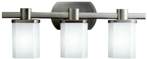 Kichler 5053NI, Lege Reversible Glass Wall Vanity Lighting, 3 Light, 300 Total Watts, Brushed Nickel