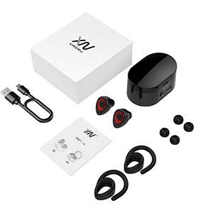 Cuffie Bluetooth senza fili – Mini Auricolari wireless bluetooth XIAOWU Effetto Stereo con Microfono Incorporato e Base di Ricarica per iPhone 8, 7 Plus, Samsung, iPad, Dispositivi Android (K5S-red)