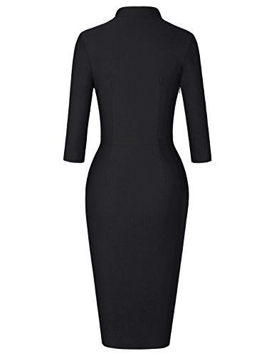 MUXXN Women's 1950s Classic Vintage Tie Neck Formal Cocktail Dress with Pocket - Image 3