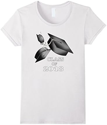 Women's Class of 2018 Graduation Cap Throw With Tassel T-Shirt Large White