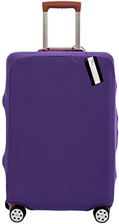 XMBHome Luggage Cover Protector Suitcase Protective with Travel Luggage Tag (M(22-24 inch luggage), Purple)