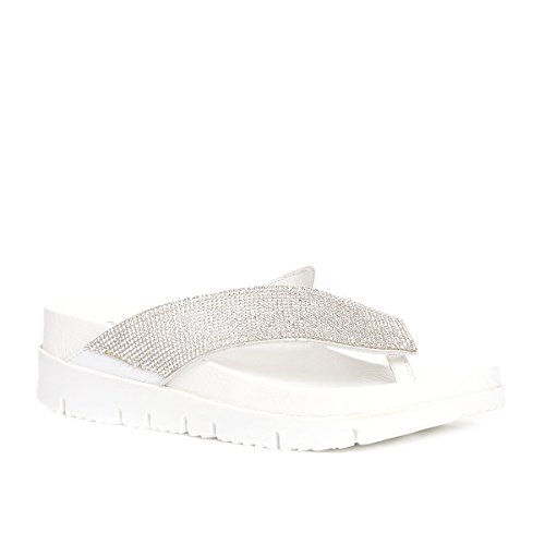Pierre cardin women s leather flip flop rhinestone embe…