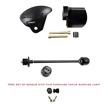 T-Rex Racing 2013-2018 Kawasaki ZX-6R No Cut Frame Front Axle Sliders Spools 2nd Gen Pucks - White