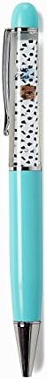 Aqua SIlver Pen Floating in Oil, With 2 Refills, Novelty Ballpoint Gift wrapped (Babes Do Brunch)