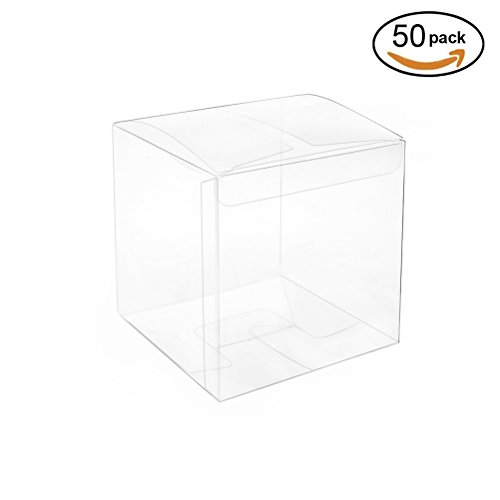 Clear Plastic Box 2.4x2.4x2.4 inch for Gift Candy Treat Cupcake Transparent Packing Box Party Favors 50pc by MOWO