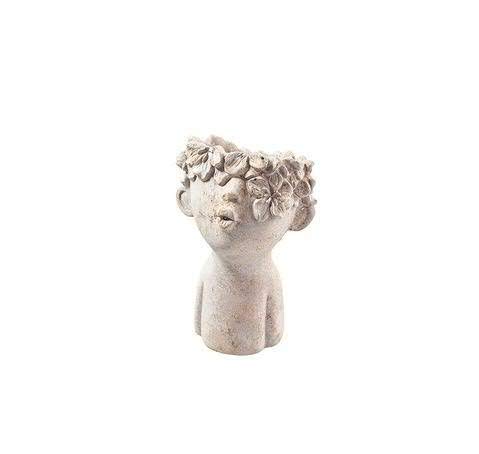 Klocke Pflanzgefäße Funny Plant Head Bust - Ceramic Planter - Plant Figure Decoration, Natural, Height 18cm