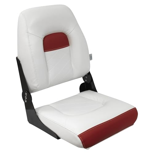 Wise DLX1461-1906 DLX Series Pontoon High Back Seat - White/Crimson Red