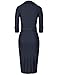 MUXXN Women's 1950s 3/4 Sleeve Elegant Bodycon Lapel Dress Party Cocktail Pencil Dress (L, Blue)