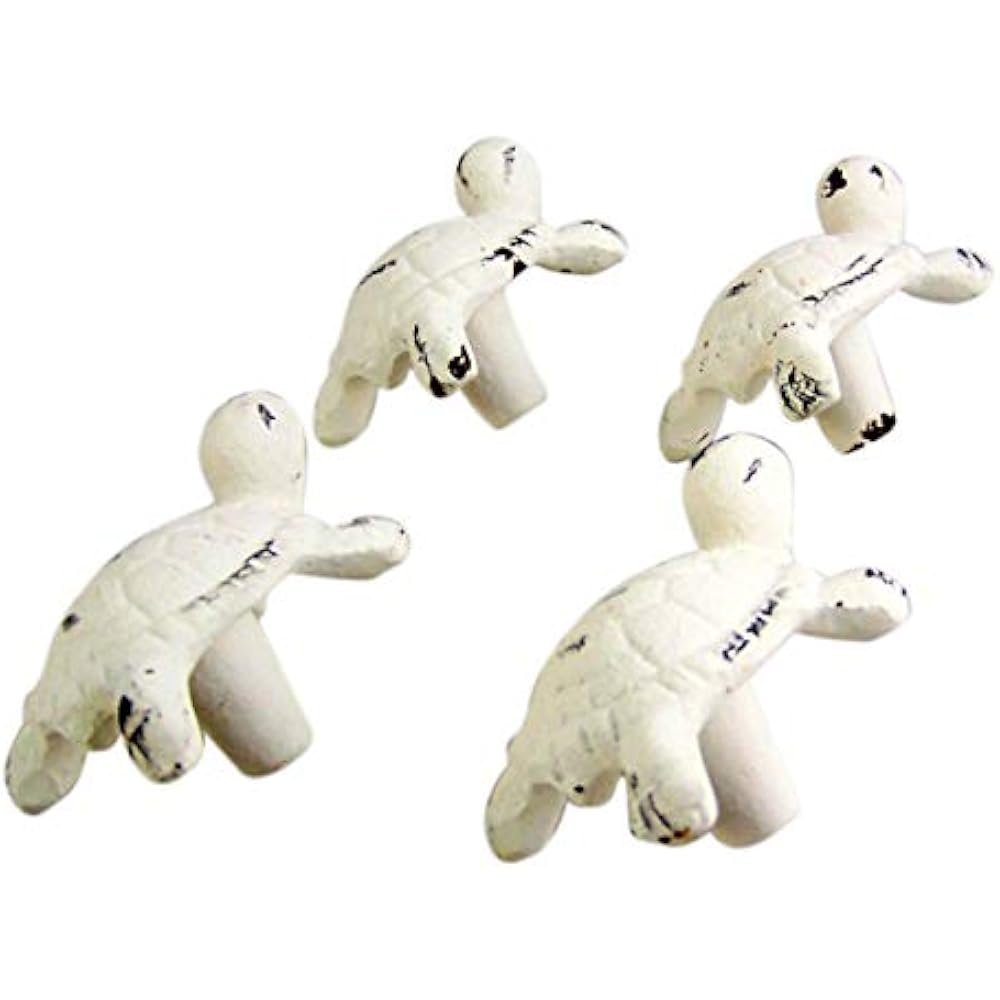 Cast Iron Distressed White Turtle Drawer Pull Set Of 4 ...