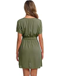 LOMON Vestidos vintage para las mujeres Volantes Lunares Casual de la mitad de la manga Vestido corto