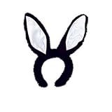 Plush Satin Bunny Ears (black & white) Party Accessory  (1 count) (1/Pkg)