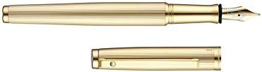 Waldmann Tuscany 4755 Fountain Pen with Broad Gold Nib, Lines Design Gold-Plated