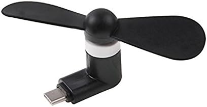 Type C Mini Fan, KAMII Portable Type-C Port USB Fan with Two Leaves Cooling Cooler for Samsung Galaxy S9, S9 Plus, S8, S8 Plus, LG G6 / G5, Nexus 6P/5X, HTC 10, OnePlus 5 and More (Black 1 Pack)