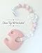 Pacifier Clip Girl, BPA Free Silicone Teether, Set of 2 (Petal Pink/Soft Gray/White)