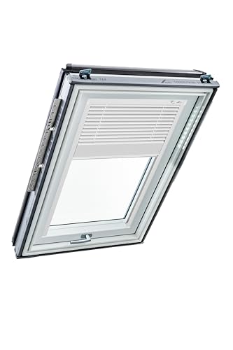 Original Roto Jalousette ZJA für Roto Dachfenster - Führungsschiene Weiß - Jalousie für Baureihe Designo R6/R8, i8 und Classic K 64/84 - Größe 065/098 | 06/09 - Stofffarbe Weiß