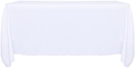 YooDaa Linen Rectangle Tablecloth 90 x 132", Polyester Washable Table Cloth for Restaurant Banquet Parties Wedding White (1 pc)