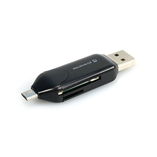 Zoweetek Micro USB OTG and USB 3.0 SD/Micro SD Card Reader with standard USB Male & Micro USB Male Connector f