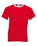 Fruit of the Loom Mens Ringer Short Sleeve T-Shirt (XL) (Red/White)