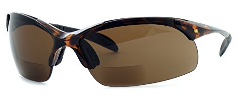 Calabria 48BF Lightweight & Comfortable Sport Bi-Focal Reading Sunglasses in Tortoise Frame w/ Amber Lens +3.00