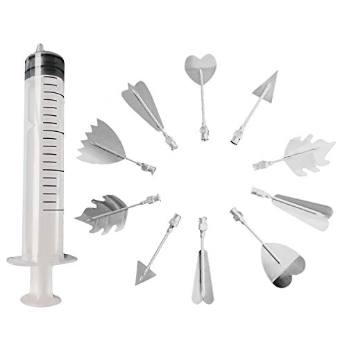 Migavan Jelly Art Tools Set,10PCS 3D Gelatin Cake Jelly Pudding Art Stainless Steel Nozzle Tools with Syringe for Home Baker Cake Maker Chef Style C