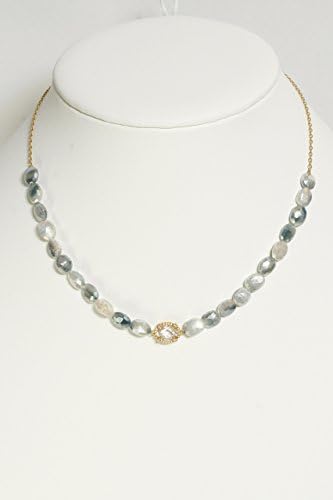 Kyanite and Sapphire Stone Choker with Cubic Zircon, Adjustable