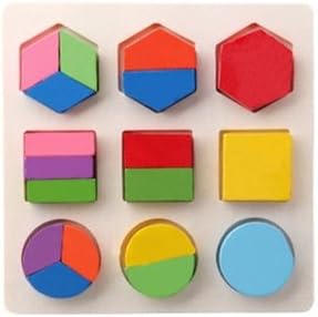 SATCL Kids Study Geometry Puzzle fractions Toy Montessori Early Educational Learning Baby Children Building Stacking Block Wooden Shape Class Gift