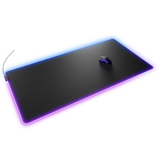 GLORIOUS Gaming Musmatta GMP 2 GLED XXXL – 2-Zones RGB-belysning, InfiniGlow sömlös kant, Premium tygyta, Halkfri gummibas – 1220 mm×610 mm×3 mm – trippel stor skrivbordsmatta
