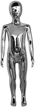 SILVER KIDS MANNEQUIN FULL BODY STANDING SILVER CLOTHING DISPLAY GLASS BASE