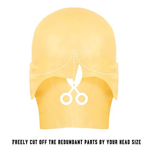Homgaty 2 Pieces Bald Caps Costume Accessory Makeup Latex Bald Include 1 Big and 1 Small Head Wig Cap for Men Women(Extra Gift for 2 Light Brown Nylon Wig Caps Nets for Hair Management)