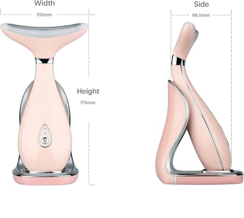 VRAIKO LILY Neck Face Massager, Face Sculpting tool, Skin Rejuvenation Device with Thermal, Triple Action LED and Vibration, for Anti-aging, Lifting and Tightening Sagging Skin (Pink)