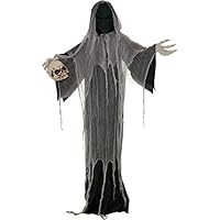 Haunted Hill Farm 5.25-Ft. Standing Reaper Prop with Flashing LED Green Face | Indoor or Covered Outdoor Halloween Decoration | Battery-Operated | HHRPR-11FLS, Multi Haunted Hill Farm 5.25-Ft. Standing Reaper Prop with Flashing LED Green Face | Indoor or Covered Outdoor Halloween Decoration | Battery-Operated | HHRPR-11FLS, Multi