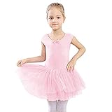 STELLE Girl's Short Sleeve Tutu Dress Tank Top Leotard for Dance/Gymnastics/Ballet(Toddler/Little Girls/Big Girls)