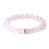 Shinus OKIKO Womens Chakra Bracelet Matte Rose Quartz Healing Power Boho Gemstone Charm Handmade Jewelry