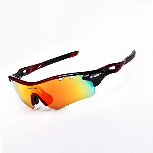 JOGVELO Polarized Sports Sunglasses,Cycling Glasses Men Anti-Fogging UV400 with 5 Interchangeable Lenes for Running Driving Baseball