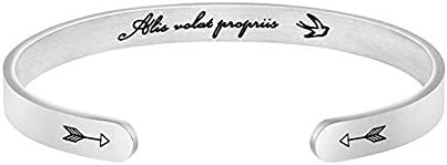 Inspirational Bracelet Birthday Gift for Women Man Engraved Personalized Friendship Encouragement Mantra Cuff Bangle
