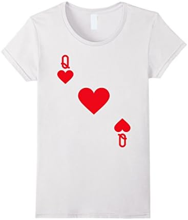 Womens Queen of Hearts Costume T-Shirt Halloween Deck of Cards Large White