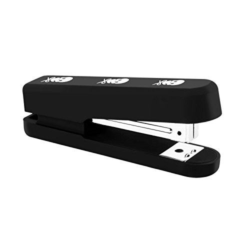 Zodaca [Skull Pattern] Soft Touch Stapler, 15 Sheets Capacity, Black with White Skull