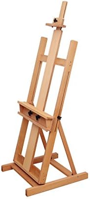 SELECTION Extra Large H-frame Beech Wood Sturdy Artist Studio Display Easel, Supports Canvas Art up to 84 inch High