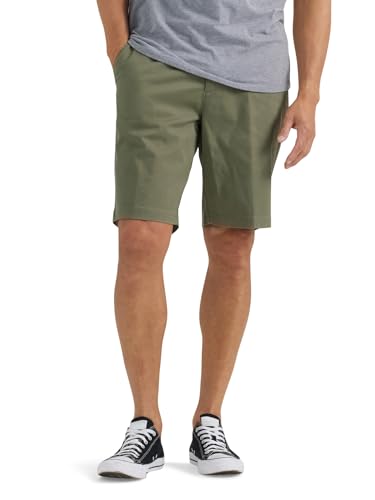 Lee Men's Extreme Motion Flat Front Short Olive Grove 38