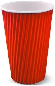 Red 16 oz Insulated Double Wall Ripple Cups (25 pcs) (Red)