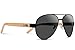 TREEHUT Wooden Bamboo Sunglasses Temples Classic Top Gun Retro Metal Frame Top Gun Wood Sunglasses (Black Frame, Grey Lenses)