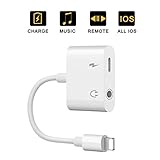 Lightning to 3.5 mm headphone jack adapter for iPhone 7 headphones Charging Cable for iPhone 8/7/7Plus/X/XR/Xs Earphone AUX Lightning Headphone Adapter Splitter Audio & Charge Connector Support iOS 12